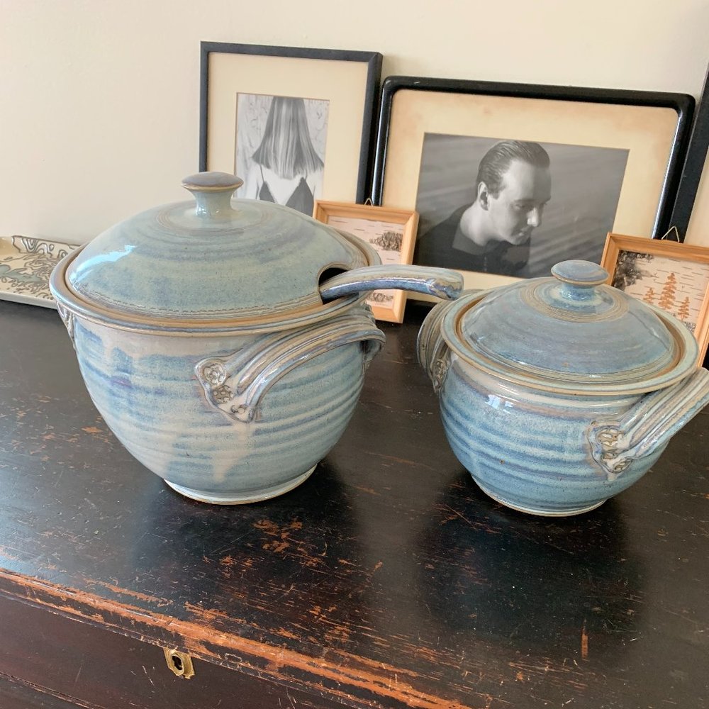 Steven Coburn Pottery, covered tureen with ladle and covered serving bowl